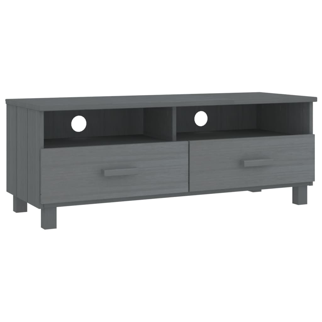 vidaXL Dulap TV „HAMAR”, gri închis, 106x40x40 cm, lemn masiv de pin vidaXL Dulap TV „HAMAR”, gri închis, 106x40x40 cm, lemn masiv de pin