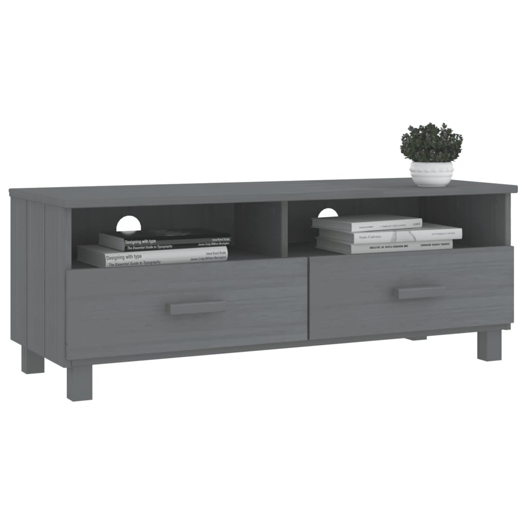vidaXL Dulap TV „HAMAR”, gri închis, 106x40x40 cm, lemn masiv de pin vidaXL Dulap TV „HAMAR”, gri închis, 106x40x40 cm, lemn masiv de pin