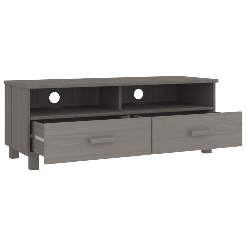 vidaXL Dulap TV „HAMAR”, gri deschis, 106x40x40 cm, lemn masiv de pin vidaXL Dulap TV „HAMAR”, gri deschis, 106x40x40 cm, lemn masiv de pin
