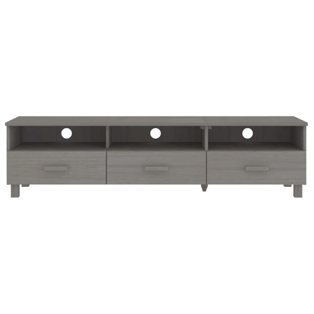 vidaXL Dulap TV „HAMAR”, gri deschis, 158x40x40 cm, lemn masiv de pin vidaXL Dulap TV „HAMAR”, gri deschis, 158x40x40 cm, lemn masiv de pin