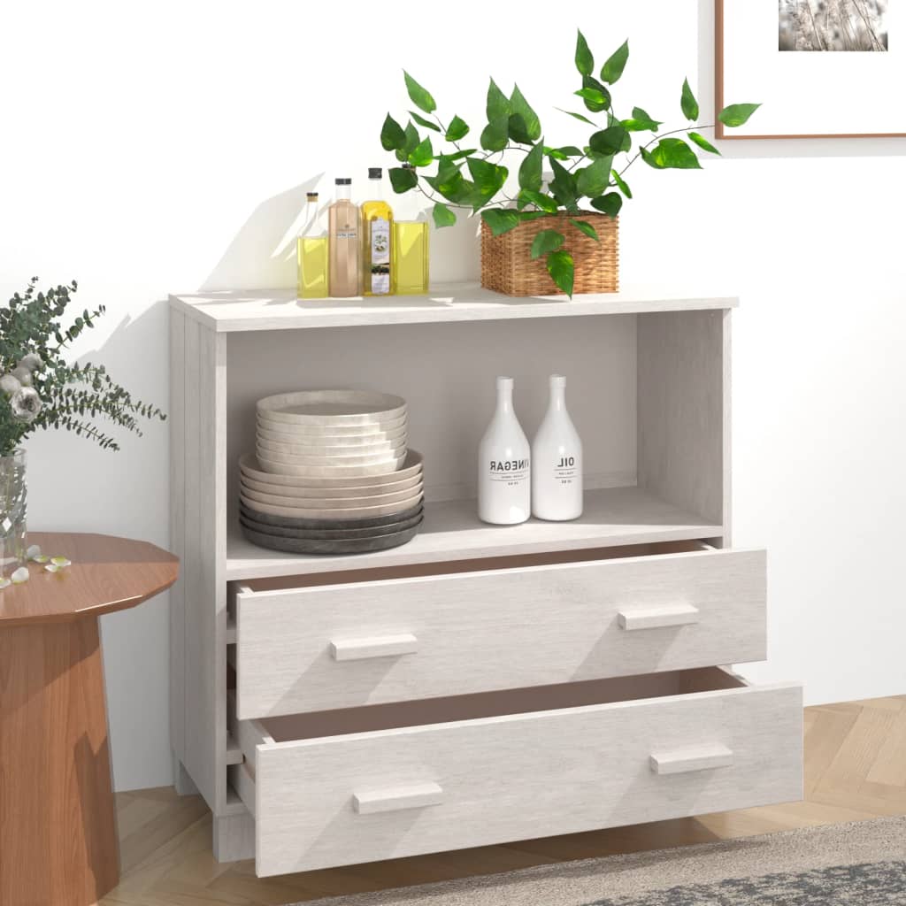 vidaXL Servantă „HAMAR”, alb, 85x35x80 cm, lemn masiv de pin vidaXL Servantă „HAMAR”, alb, 85x35x80 cm, lemn masiv de pin