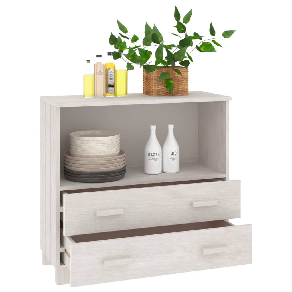 vidaXL Servantă „HAMAR”, alb, 85x35x80 cm, lemn masiv de pin vidaXL Servantă „HAMAR”, alb, 85x35x80 cm, lemn masiv de pin