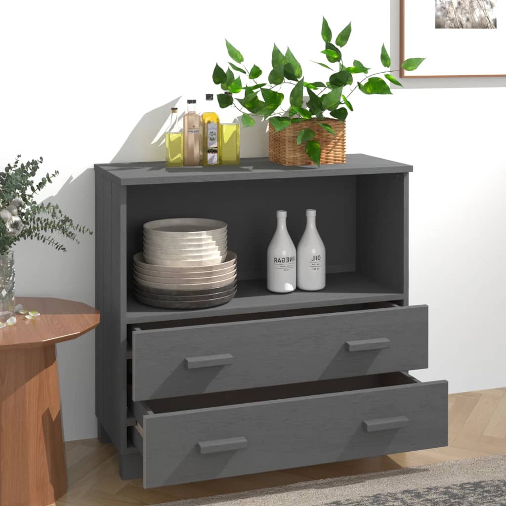 vidaXL Servantă „HAMAR”, gri închis, 85x35x80 cm, lemn masiv pin vidaXL Servantă „HAMAR”, gri închis, 85x35x80 cm, lemn masiv pin