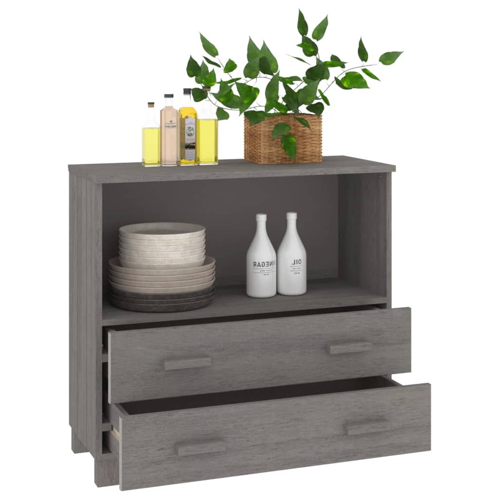 vidaXL Servantă „HAMAR”, gri deschis, 85x35x80 cm, lemn masiv pin