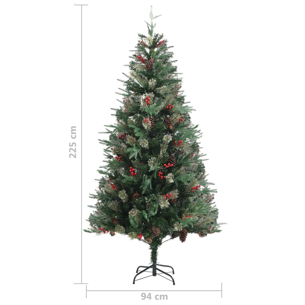 vidaXL Brad de Crăciun cu conuri de pin, verde, 225 cm, PVC&PE vidaXL Brad de Crăciun cu conuri de pin, verde, 225 cm, PVC&PE