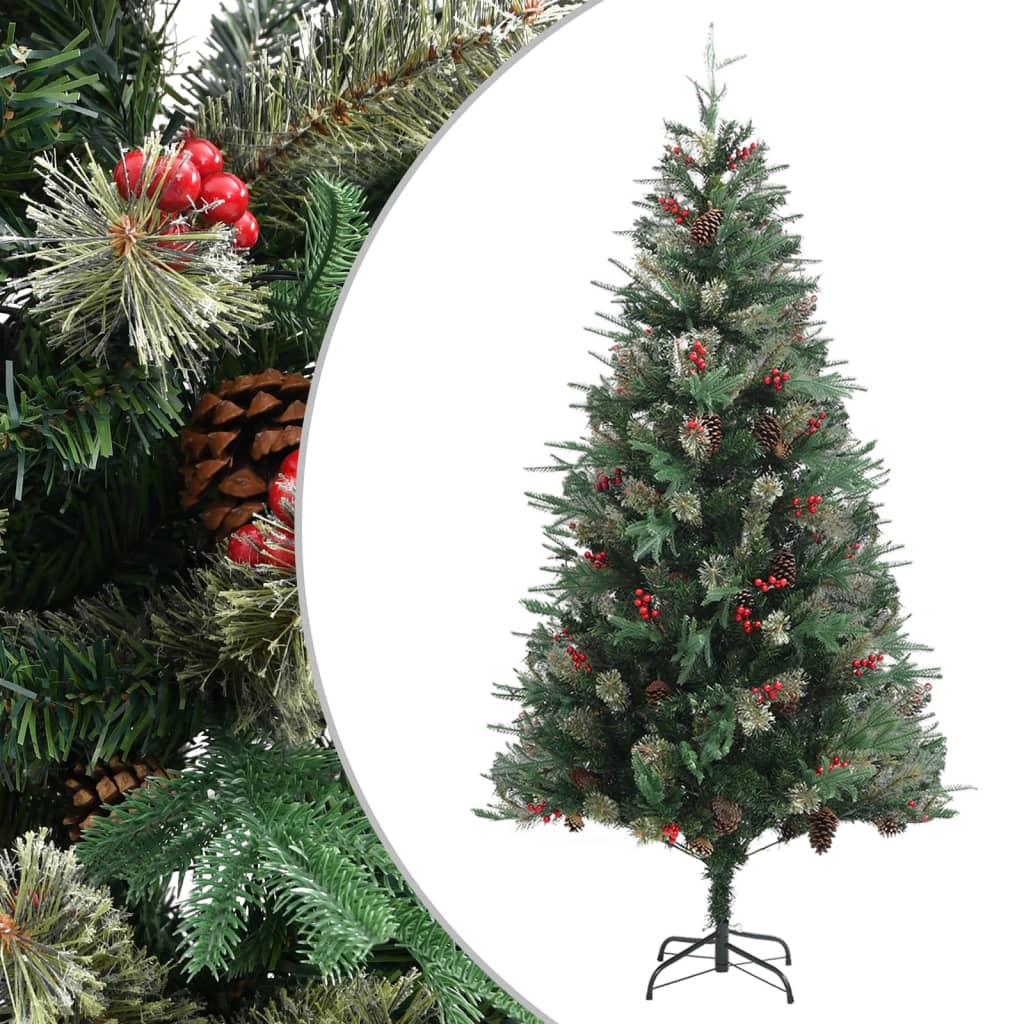 vidaXL Brad de Crăciun cu conuri de pin, verde, 225 cm, PVC&PE vidaXL Brad de Crăciun cu conuri de pin, verde, 225 cm, PVC&PE