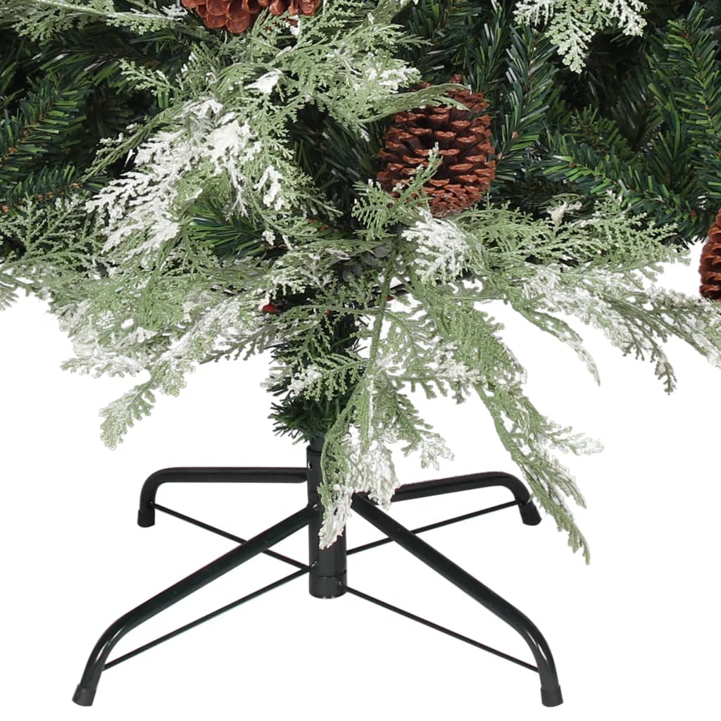 vidaXL Brad de Crăciun cu conuri de pin, verde/alb, 150 cm, PVC&PE