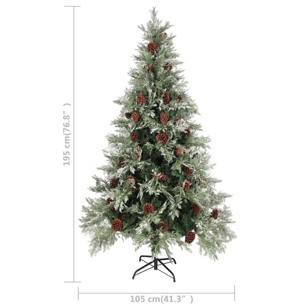 vidaXL Brad de Crăciun cu conuri de pin, verde/alb, 195 cm, PVC&PE vidaXL Brad de Crăciun cu conuri de pin, verde/alb, 195 cm, PVC&PE