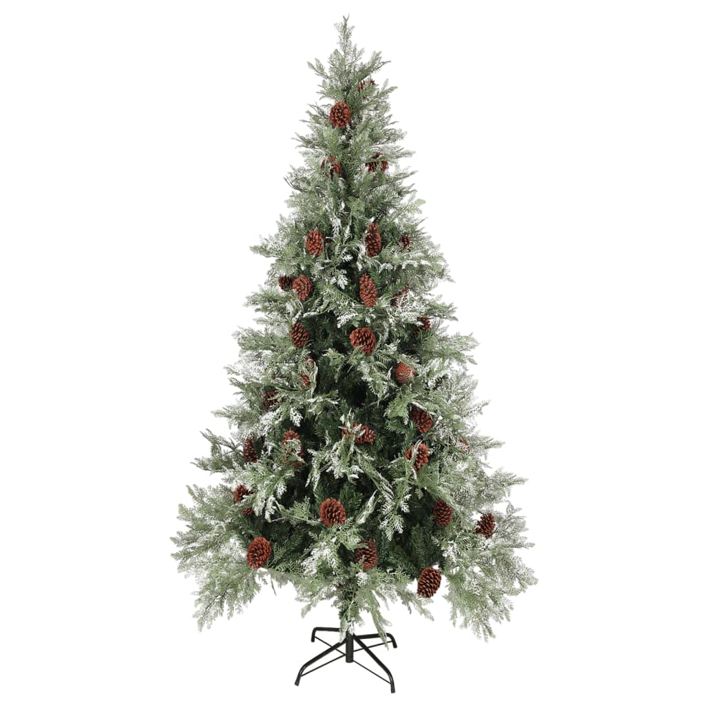 vidaXL Brad de Crăciun cu conuri de pin, verde/alb, 225 cm, PVC&PE vidaXL Brad de Crăciun cu conuri de pin, verde/alb, 225 cm, PVC&PE