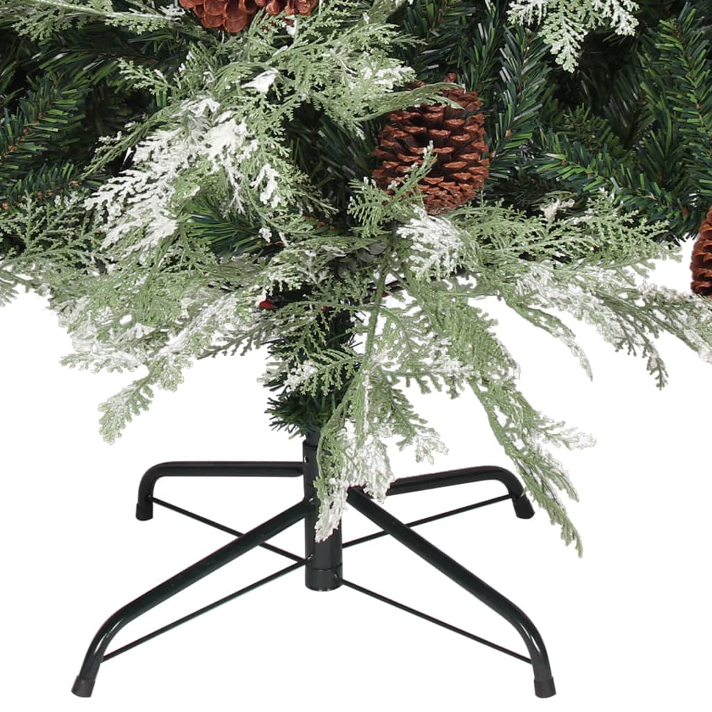 vidaXL Brad de Crăciun cu conuri de pin, verde/alb, 225 cm, PVC&PE vidaXL Brad de Crăciun cu conuri de pin, verde/alb, 225 cm, PVC&PE