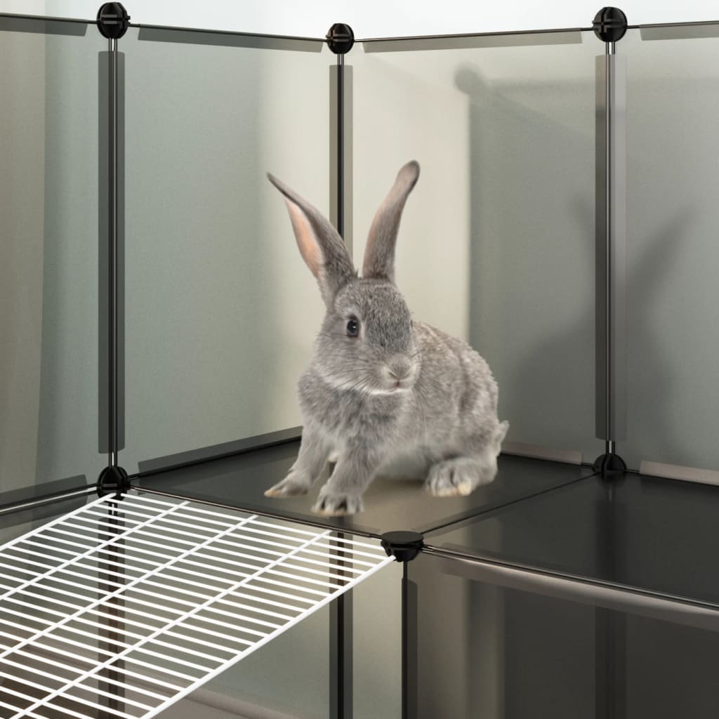 vidaXL Cușcă pentru animale mici, negru, 143x107x93 cm, PP și oțel