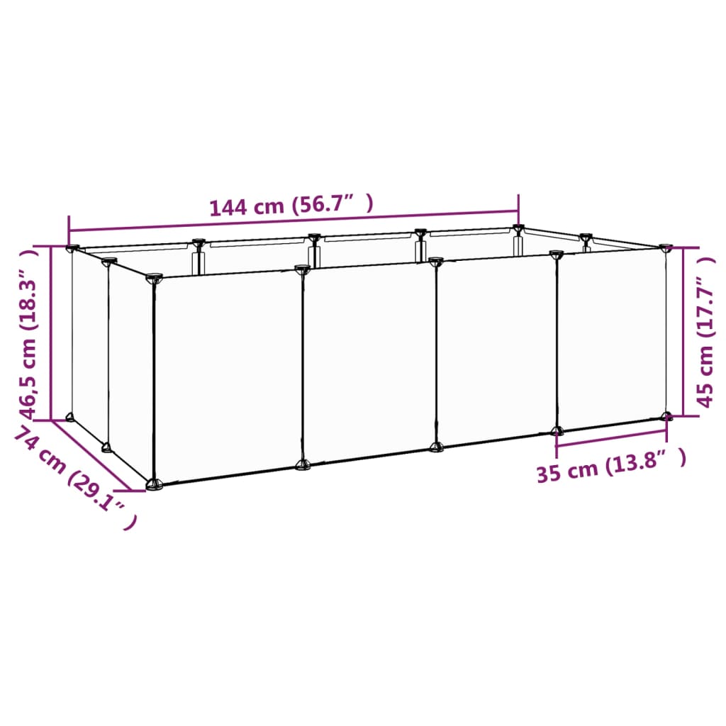 vidaXL Cușcă pentru animale mici transparent 144x74x46,5 cm PP și oțel