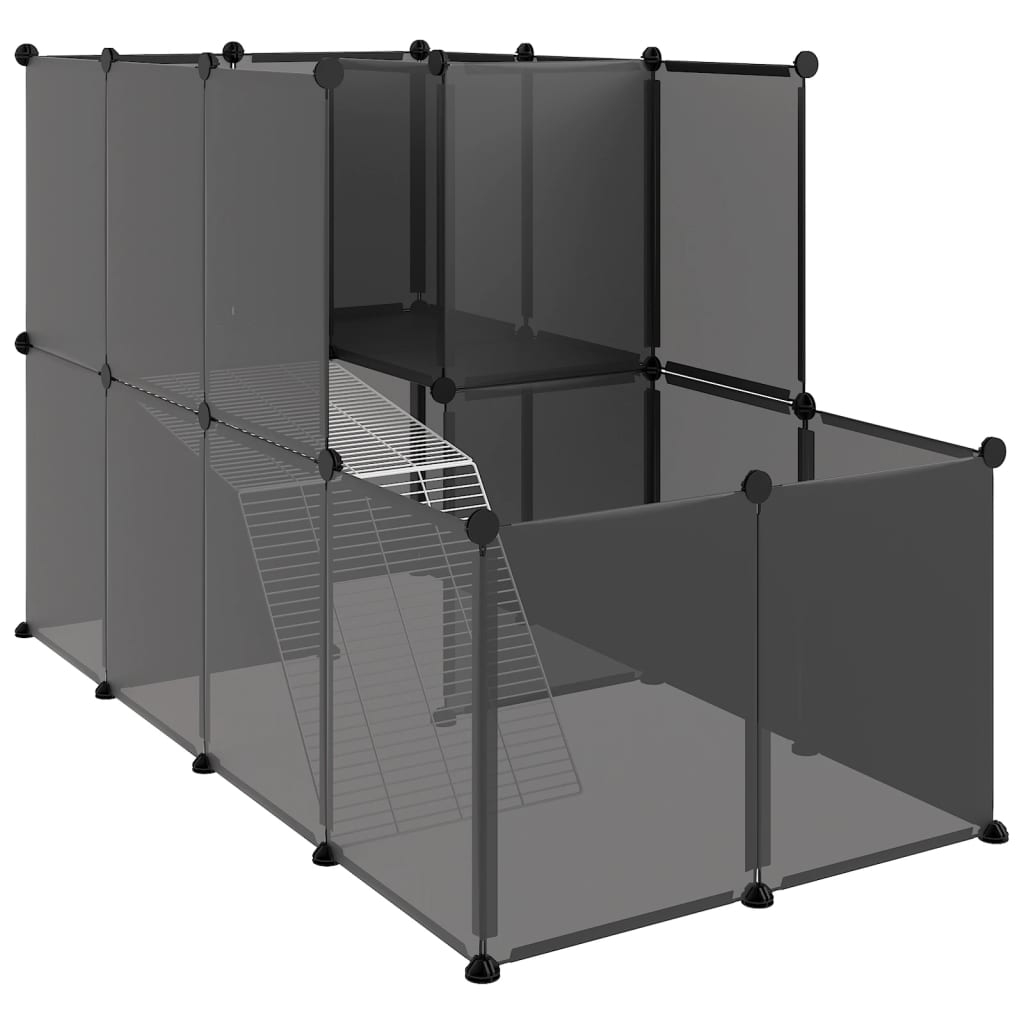 vidaXL Cușcă pentru animale mici, negru, 142x74x93 cm, PP și oțel vidaXL Cușcă pentru animale mici, negru, 142x74x93 cm, PP și oțel