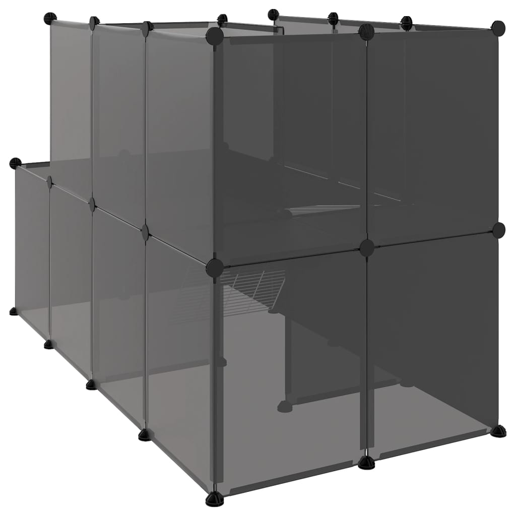 vidaXL Cușcă pentru animale mici, negru, 142x74x93 cm, PP și oțel vidaXL Cușcă pentru animale mici, negru, 142x74x93 cm, PP și oțel