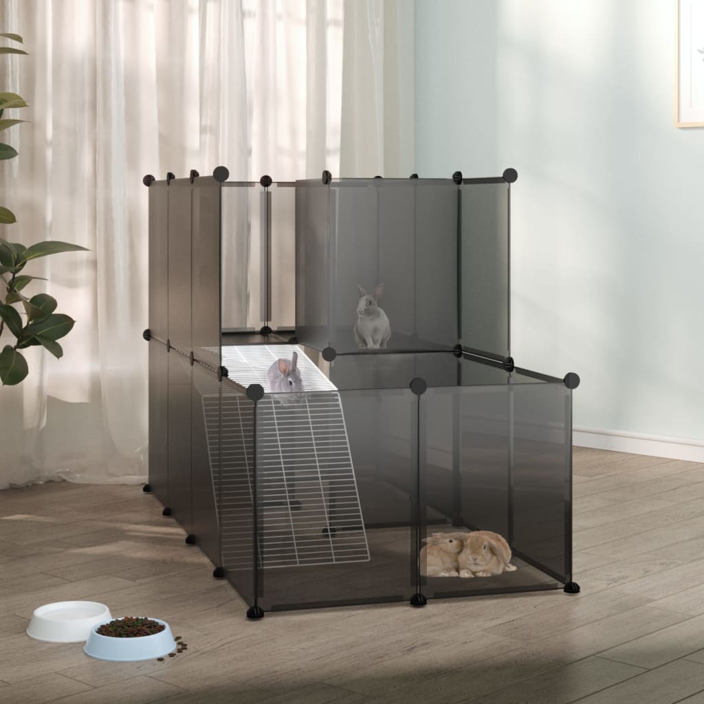vidaXL Cușcă pentru animale mici, negru, 142x74x93 cm, PP și oțel vidaXL Cușcă pentru animale mici, negru, 142x74x93 cm, PP și oțel