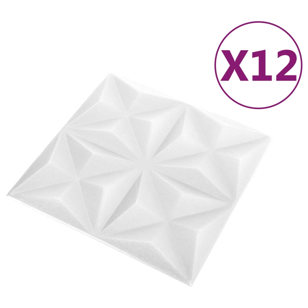 vidaXL Panouri de perete 3D 12 buc. alb 50x50 cm model origami 3 m²