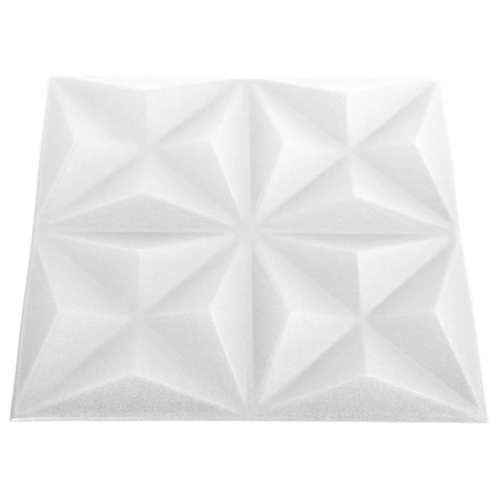 vidaXL Panouri de perete 3D 12 buc. alb 50x50 cm model origami 3 m²