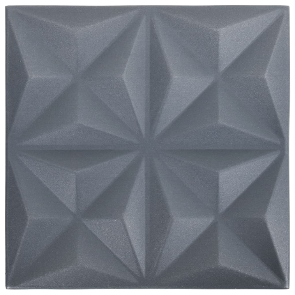 vidaXL Panouri de perete 3D 12 buc. gri 50x50 cm model origami 3 m² vidaXL Panouri de perete 3D 12 buc. gri 50x50 cm model origami 3 m²
