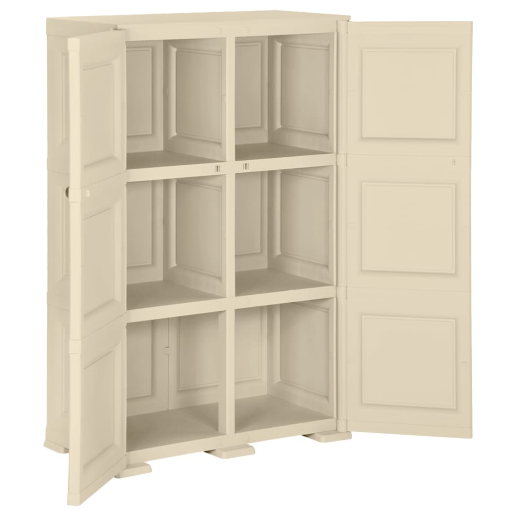 vidaXL Dulap din plastic, 79x43x125 cm, alb angora, design de lemn