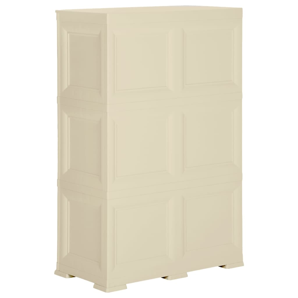 vidaXL Dulap din plastic, 79x43x125 cm, alb angora, design de lemn
