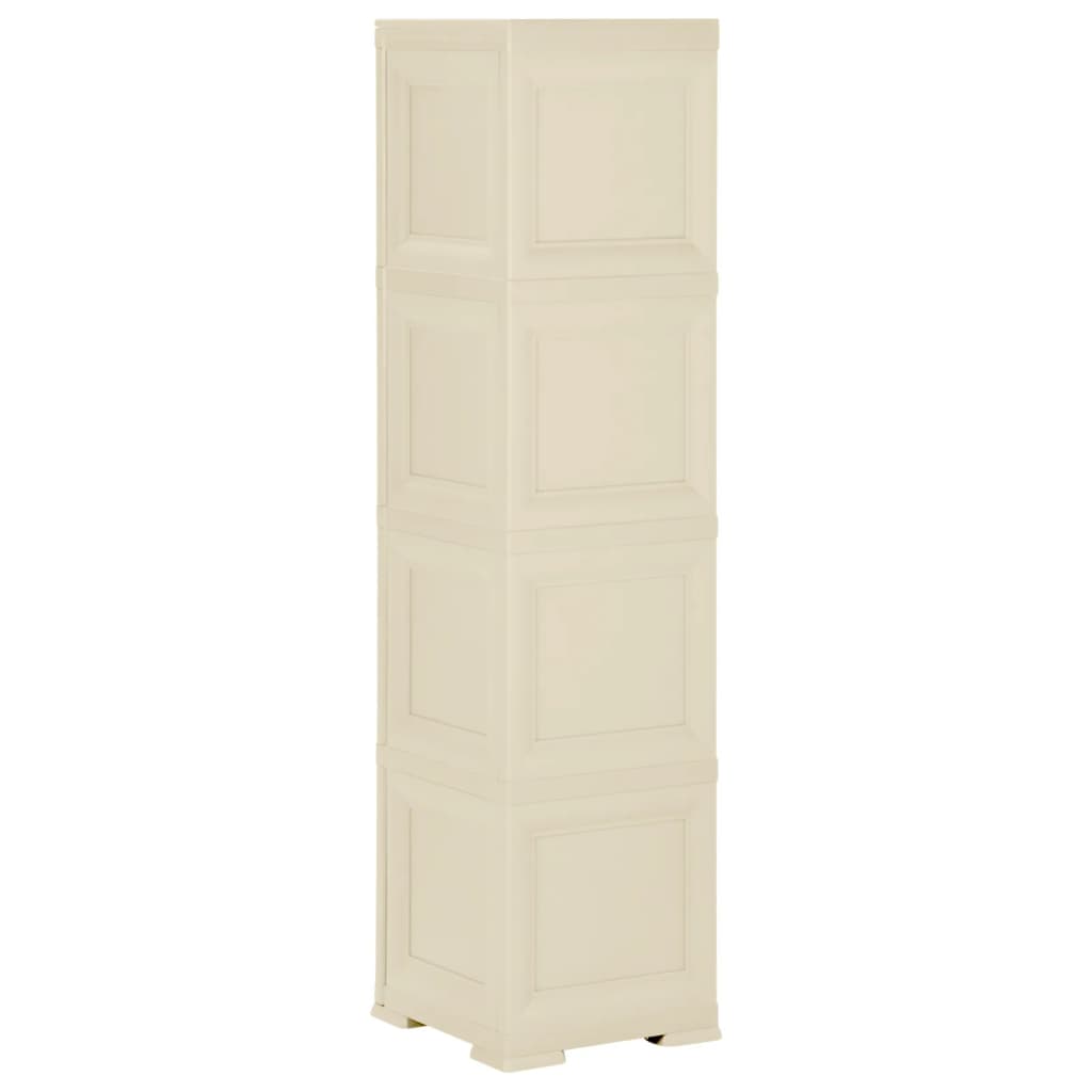 vidaXL Dulap din plastic, 40x43x164 cm, alb angora, design de lemn