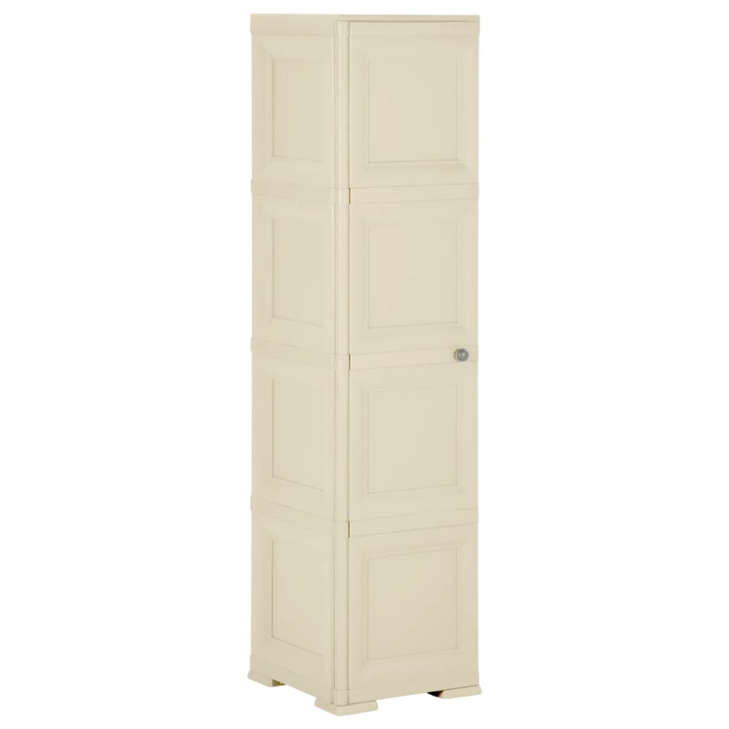 vidaXL Dulap din plastic, 40x43x164 cm, alb angora, design de lemn