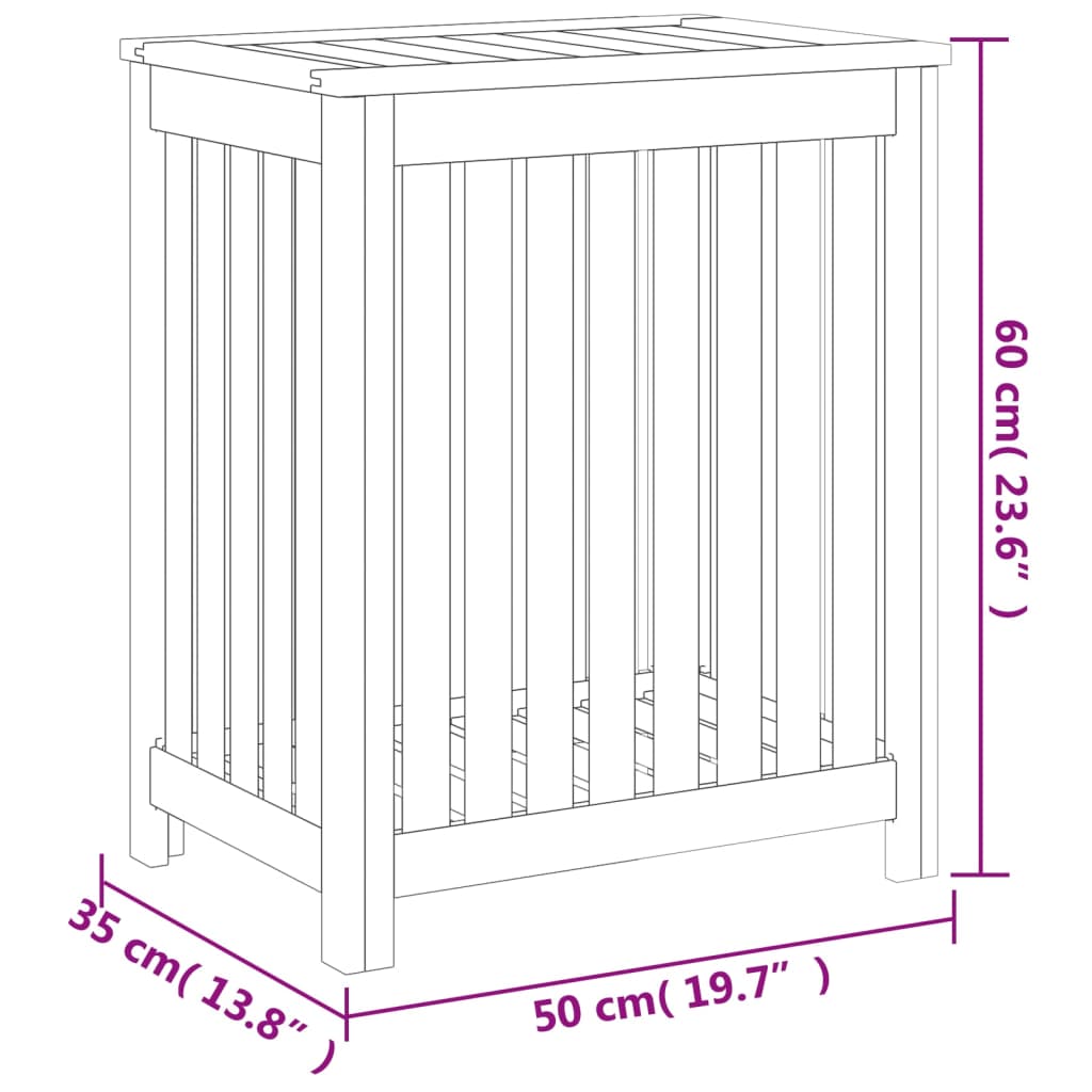 vidaXL Coș de rufe, 50x35x60 cm, lemn masiv de tec vidaXL Coș de rufe, 50x35x60 cm, lemn masiv de tec