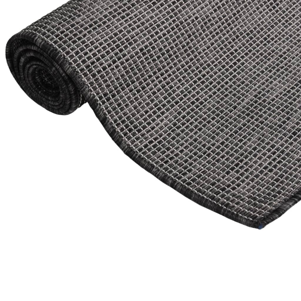 vidaXL Covor de exterior, gri, 80x250 cm, țesătură plată vidaXL Covor de exterior, gri, 80x250 cm, țesătură plată