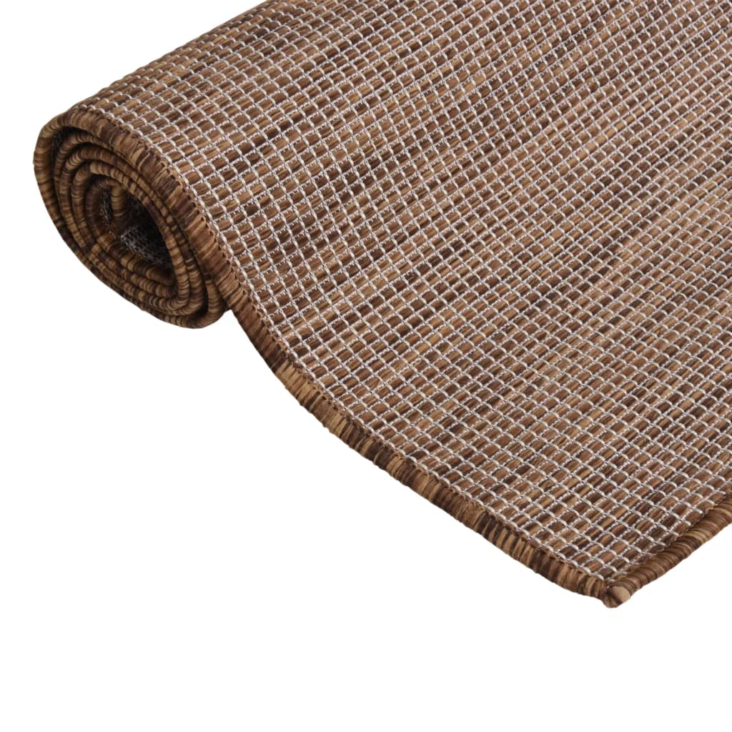 vidaXL Covor de exterior, maro, 140x200 cm, țesătură plată vidaXL Covor de exterior, maro, 140x200 cm, țesătură plată