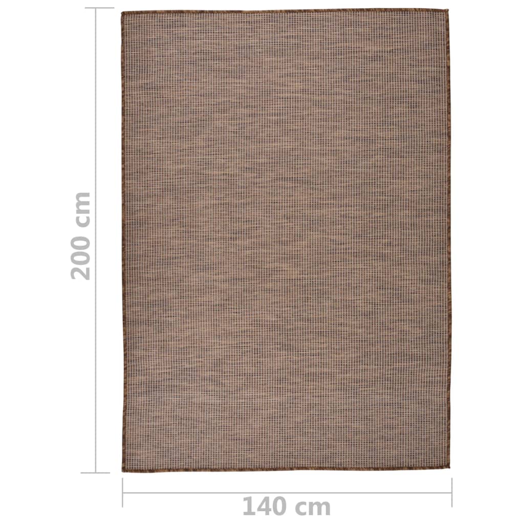 vidaXL Covor de exterior, maro, 140x200 cm, țesătură plată vidaXL Covor de exterior, maro, 140x200 cm, țesătură plată