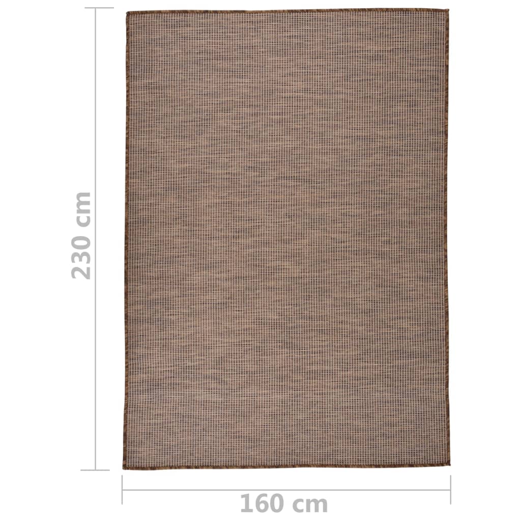 vidaXL Covor de exterior, maro, 160x230 cm, țesătură plată vidaXL Covor de exterior, maro, 160x230 cm, țesătură plată