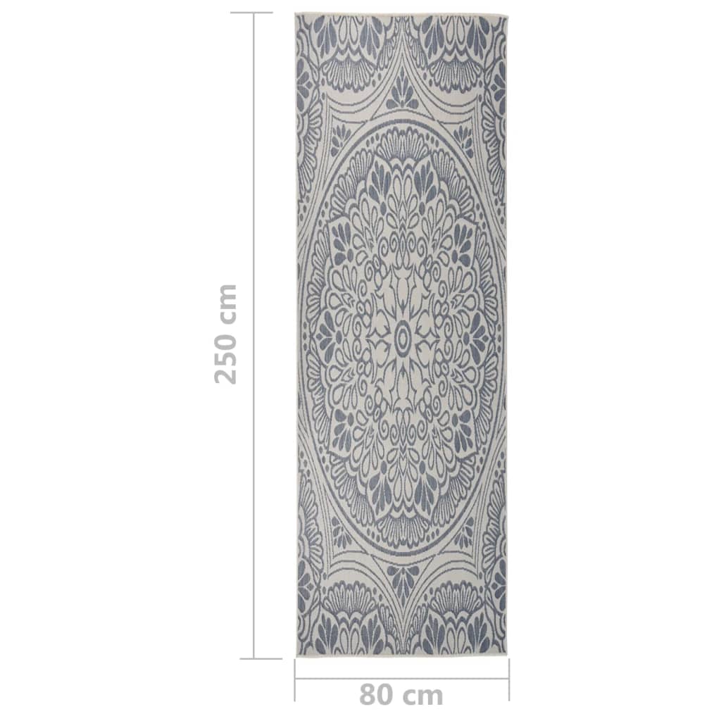 vidaXL Covor de exterior, model albastru, 80x250 cm, țesătură plată vidaXL Covor de exterior, model albastru, 80x250 cm, țesătură plată