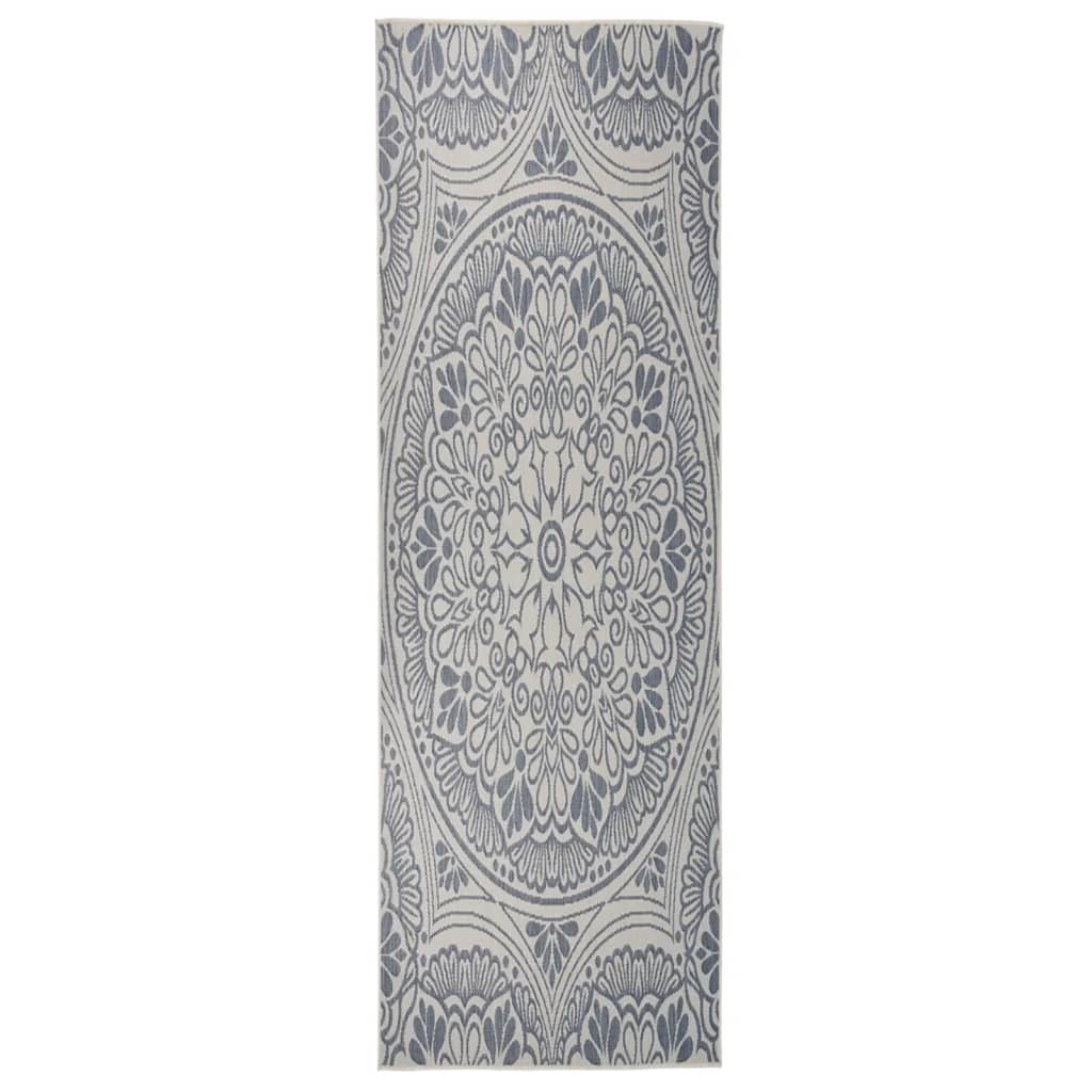 vidaXL Covor de exterior, model albastru, 80x250 cm, țesătură plată vidaXL Covor de exterior, model albastru, 80x250 cm, țesătură plată