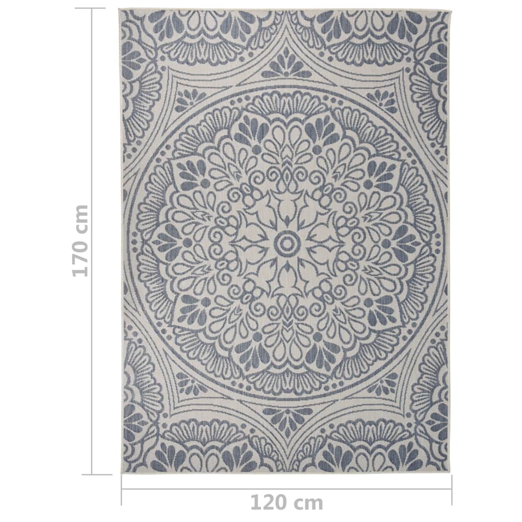 vidaXL Covor de exterior, model albastru, 120x170 cm, țesătură plată