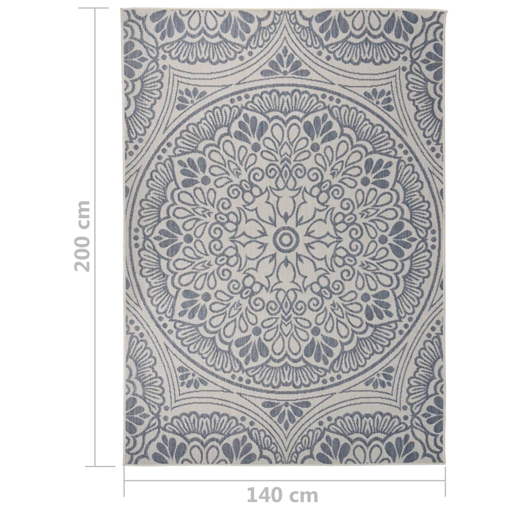vidaXL Covor de exterior, model albastru, 140x200 cm, țesătură plată vidaXL Covor de exterior, model albastru, 140x200 cm, țesătură plată