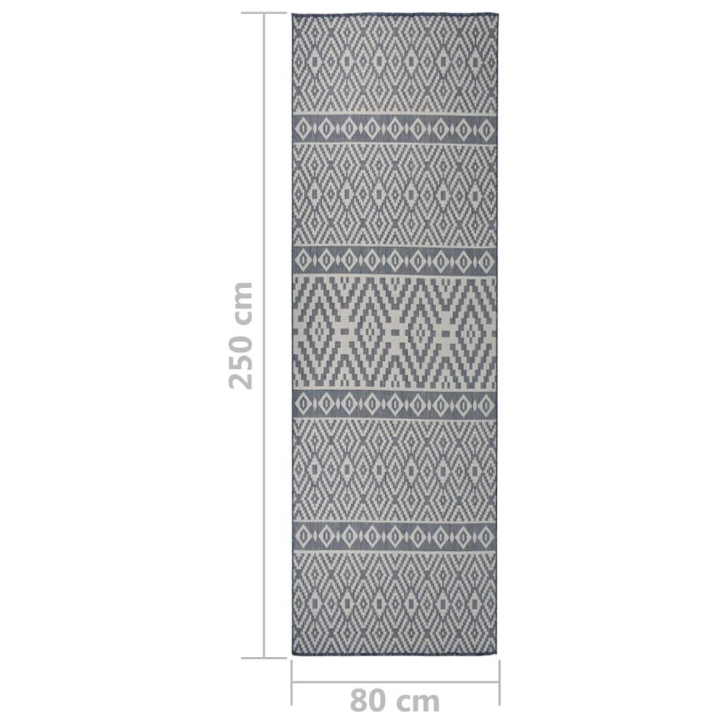 vidaXL Covor de exterior, dungi albastre, 80x250 cm, țesătură plată vidaXL Covor de exterior, dungi albastre, 80x250 cm, țesătură plată