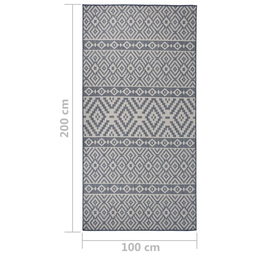 vidaXL Covor de exterior, dungi albastre, 100x200 cm, țesătură plată vidaXL Covor de exterior, dungi albastre, 100x200 cm, țesătură plată