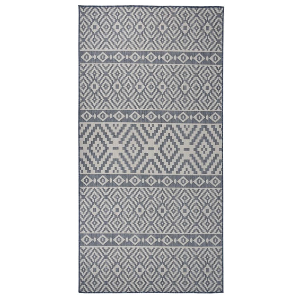vidaXL Covor de exterior, dungi albastre, 100x200 cm, țesătură plată vidaXL Covor de exterior, dungi albastre, 100x200 cm, țesătură plată