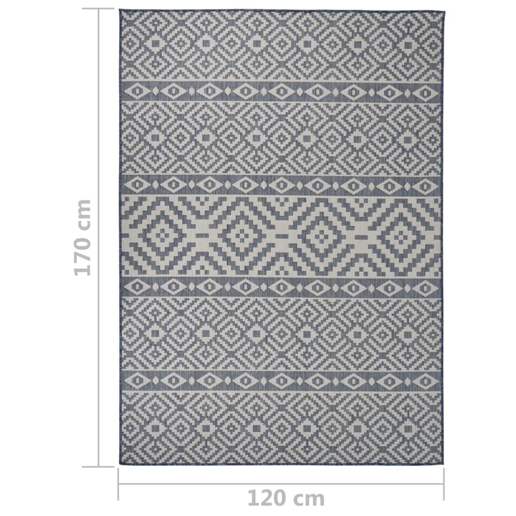 vidaXL Covor de exterior, dungi albastre, 120x170 cm, țesătură plată vidaXL Covor de exterior, dungi albastre, 120x170 cm, țesătură plată