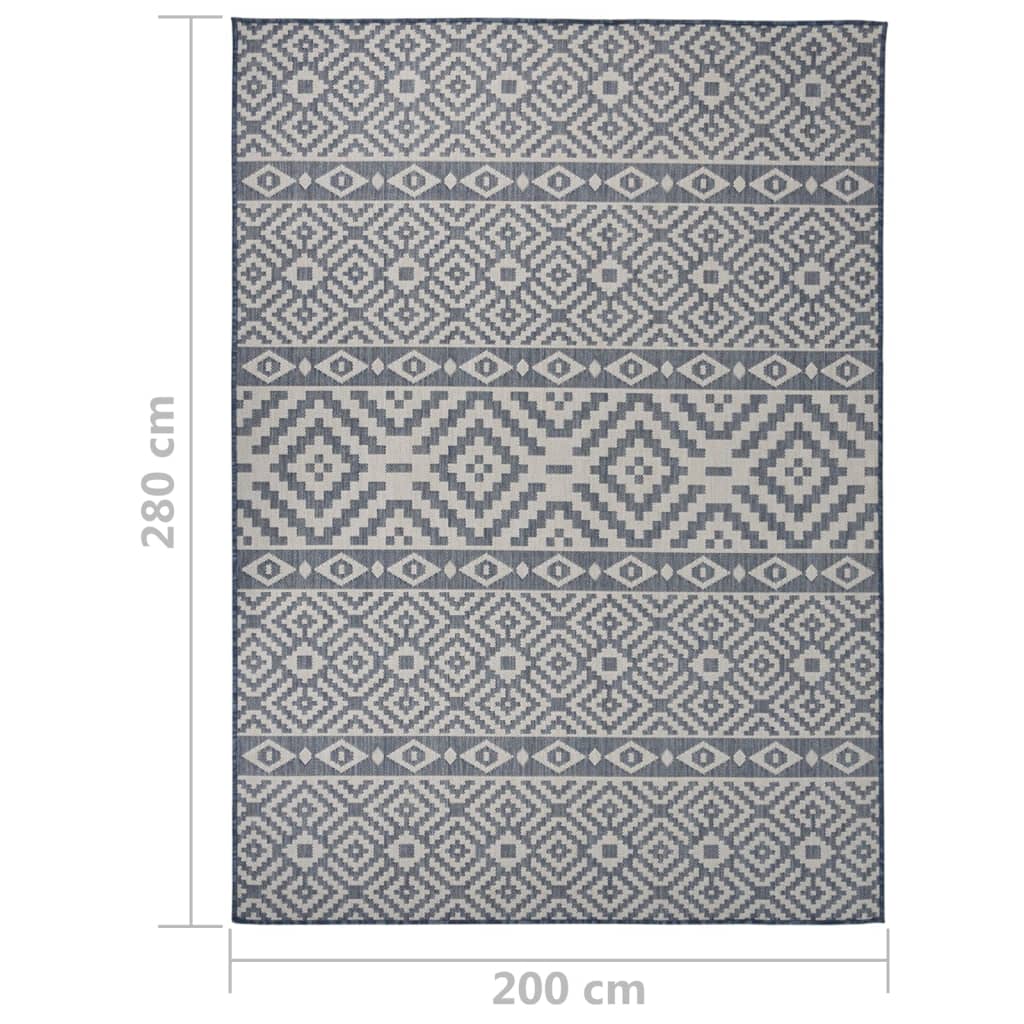 vidaXL Covor de exterior, dungi albastre, 200x280 cm, țesătură plată vidaXL Covor de exterior, dungi albastre, 200x280 cm, țesătură plată