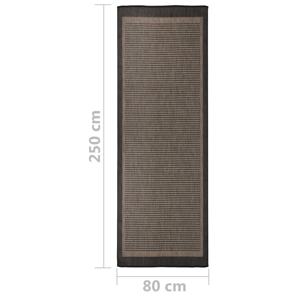 vidaXL Covor de exterior, maro închis, 80x250 cm, țesătură plată vidaXL Covor de exterior, maro închis, 80x250 cm, țesătură plată