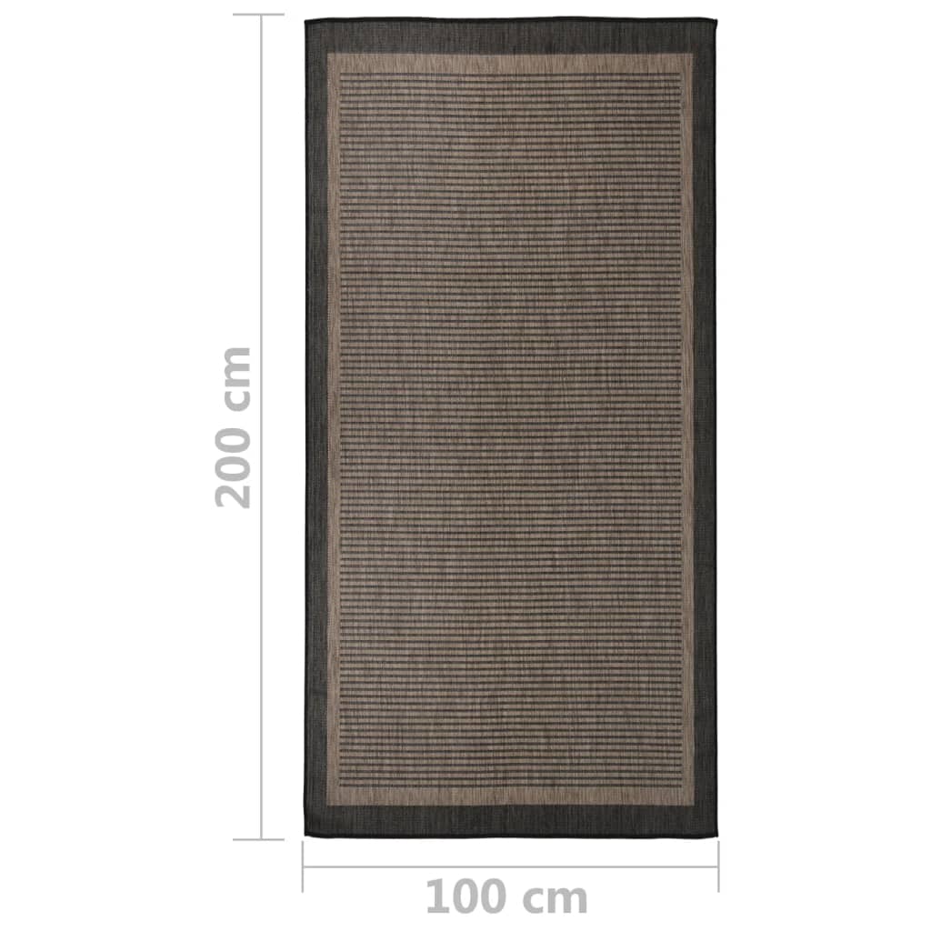 vidaXL Covor de exterior, maro închis, 100x200 cm, țesătură plată vidaXL Covor de exterior, maro închis, 100x200 cm, țesătură plată