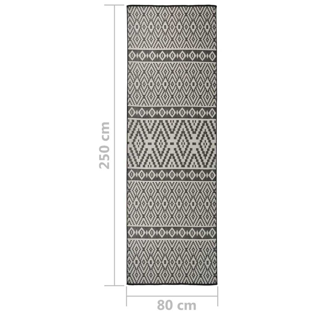 vidaXL Covor de exterior, dungi negre, 80x250 cm, țesătură plată