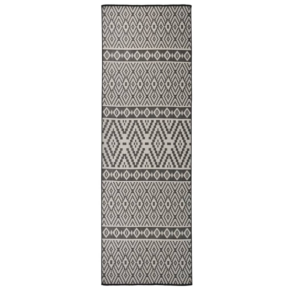 vidaXL Covor de exterior, dungi negre, 80x250 cm, țesătură plată