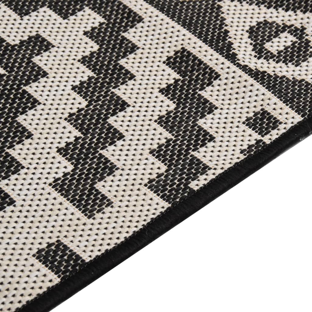 vidaXL Covor de exterior, dungi negre, 100x200 cm, țesătură plată vidaXL Covor de exterior, dungi negre, 100x200 cm, țesătură plată