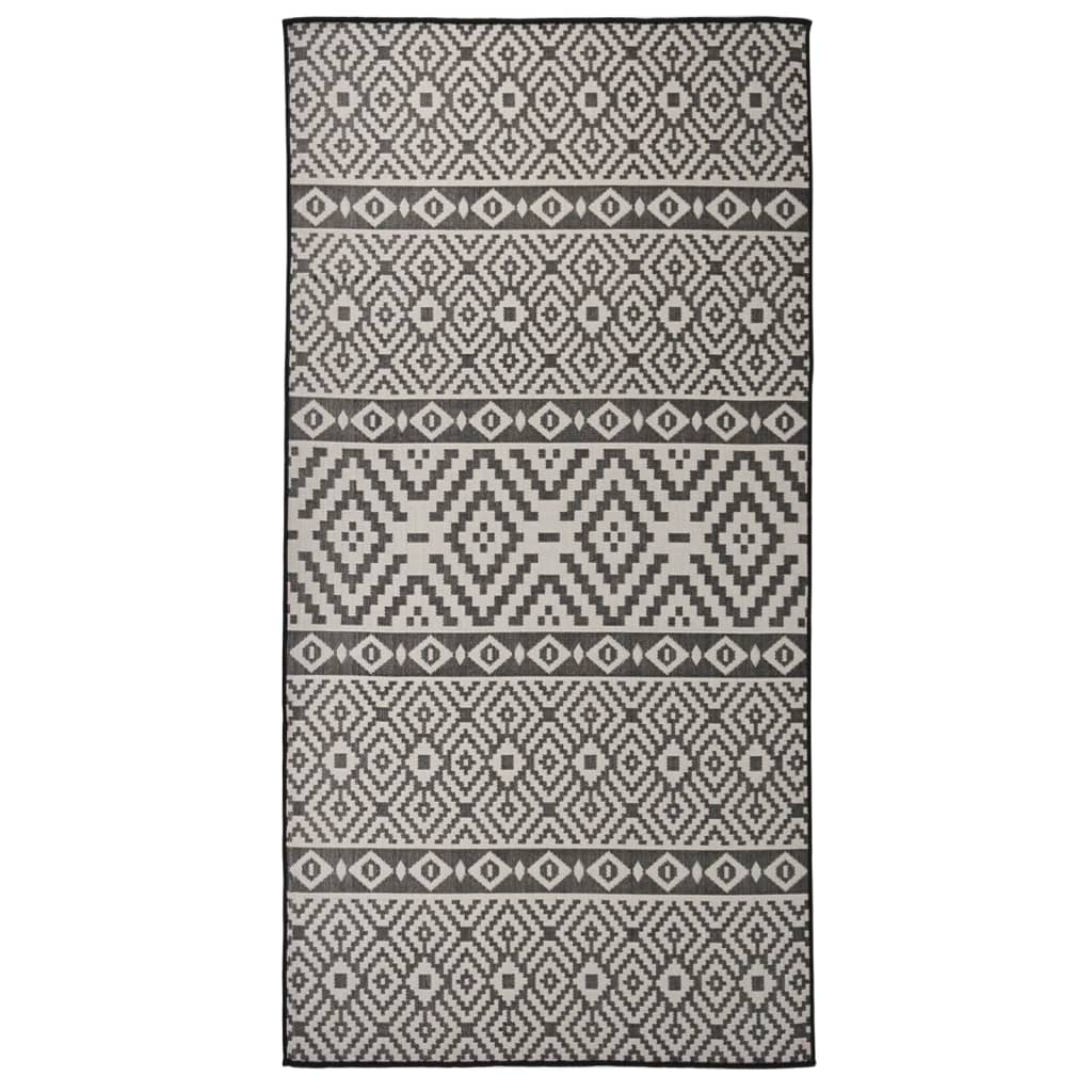 vidaXL Covor de exterior, dungi negre, 100x200 cm, țesătură plată vidaXL Covor de exterior, dungi negre, 100x200 cm, țesătură plată