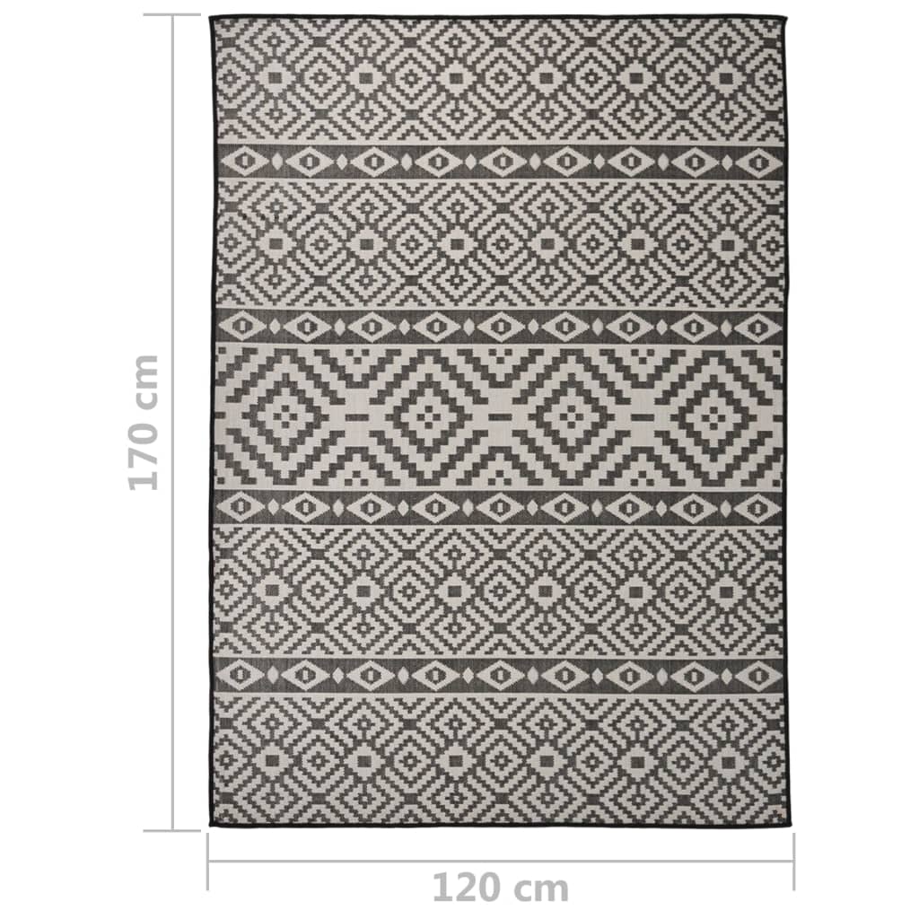 vidaXL Covor de exterior, dungi negre, 120x170 cm, țesătură plată vidaXL Covor de exterior, dungi negre, 120x170 cm, țesătură plată