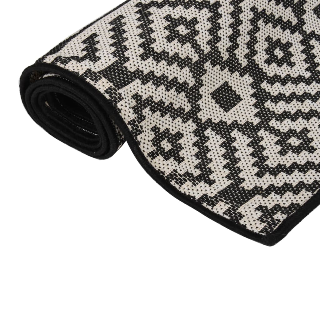 vidaXL Covor de exterior, dungi negre, 140x200 cm, țesătură plată vidaXL Covor de exterior, dungi negre, 140x200 cm, țesătură plată