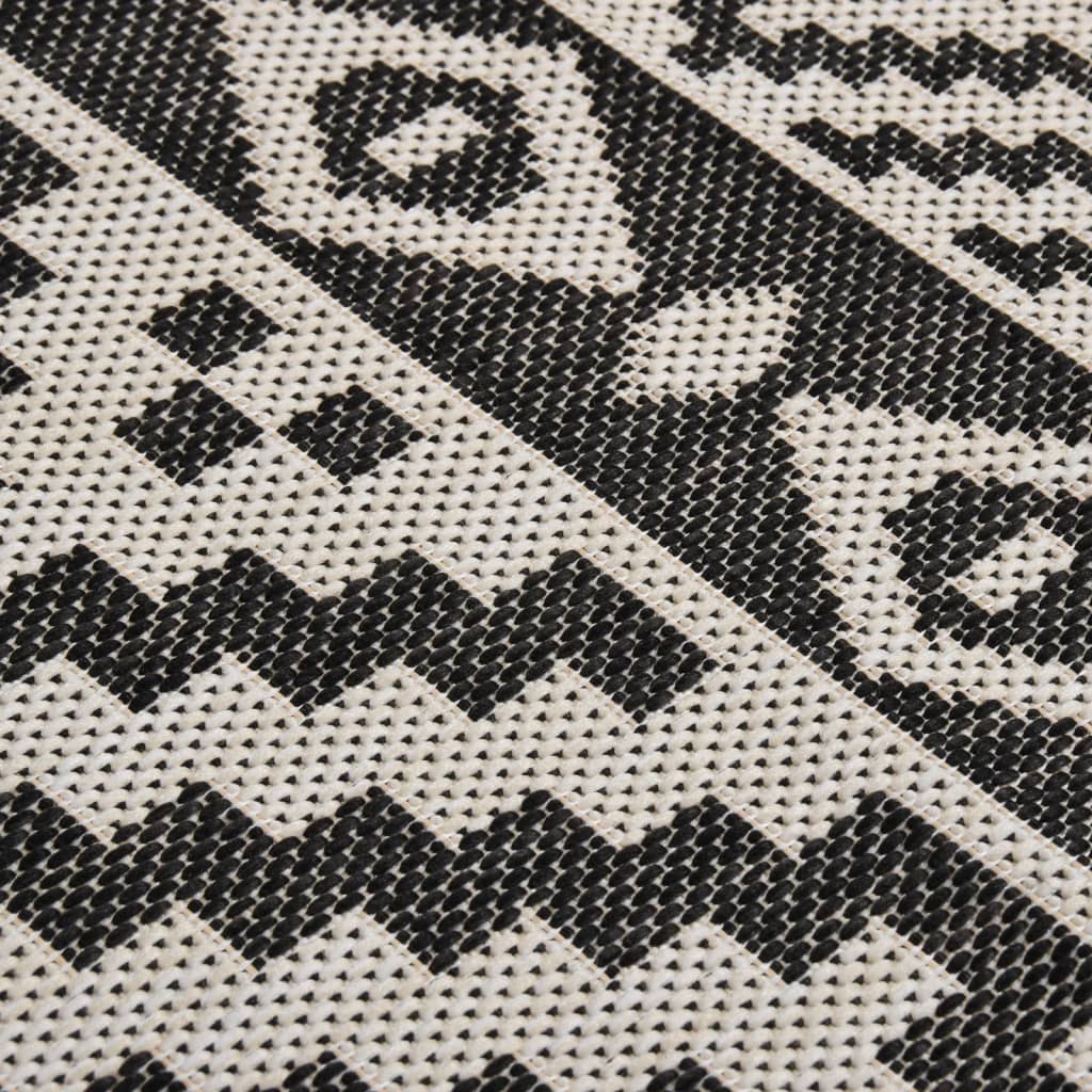 vidaXL Covor de exterior, dungi negre, 140x200 cm, țesătură plată vidaXL Covor de exterior, dungi negre, 140x200 cm, țesătură plată