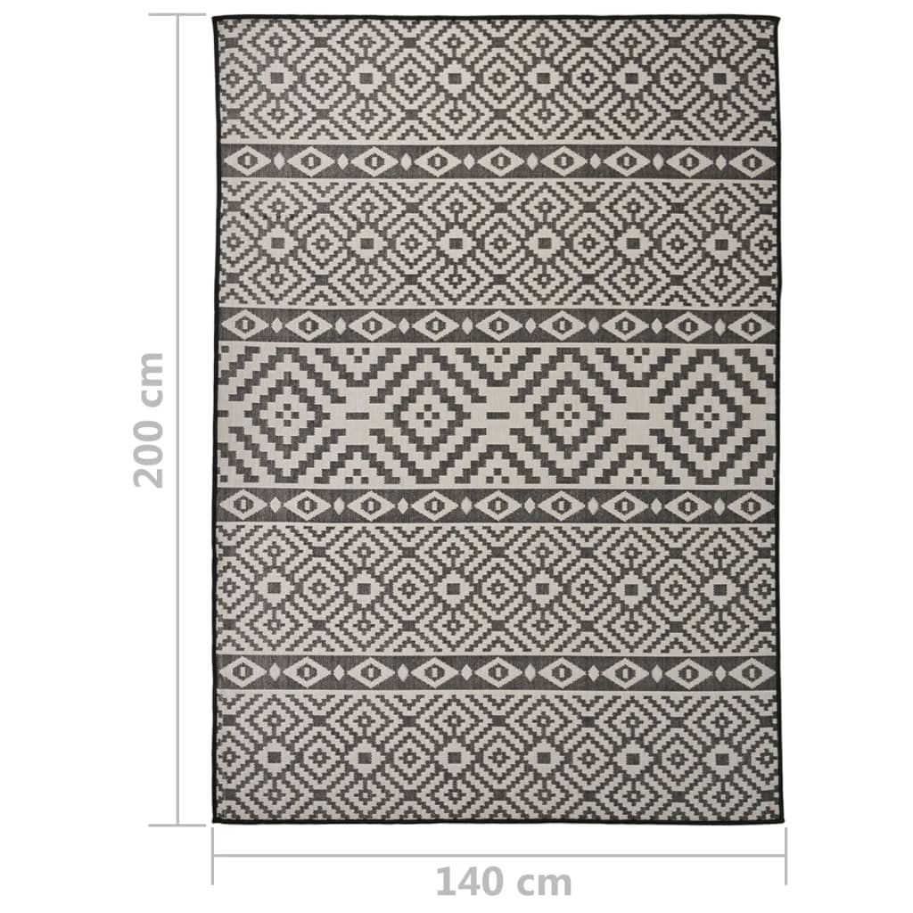 vidaXL Covor de exterior, dungi negre, 140x200 cm, țesătură plată vidaXL Covor de exterior, dungi negre, 140x200 cm, țesătură plată